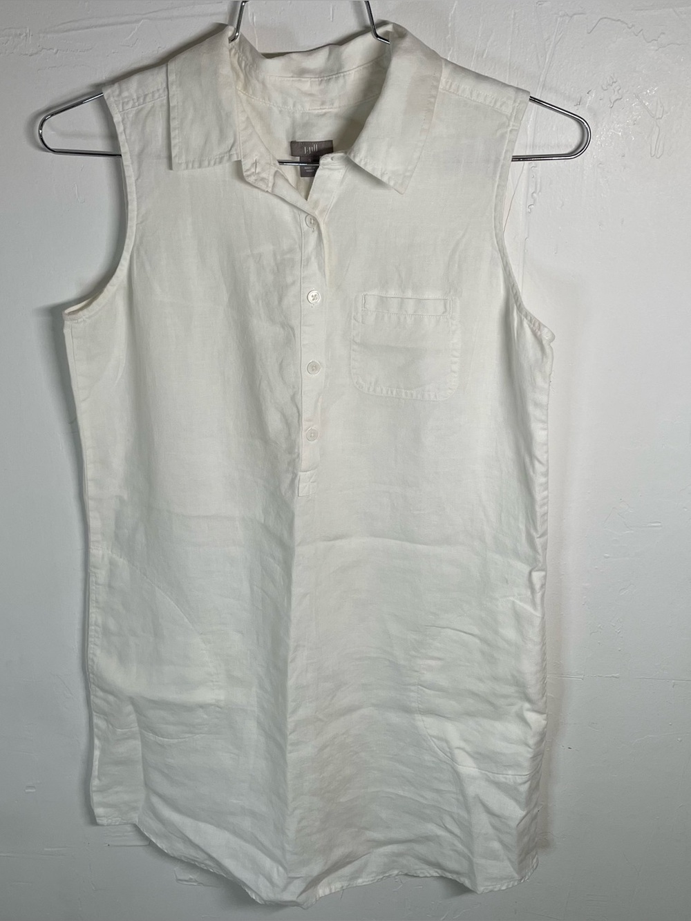 J. Jill White 100% Linen Sleeveless Tunic Shirt Dress - Picture 8 of 8